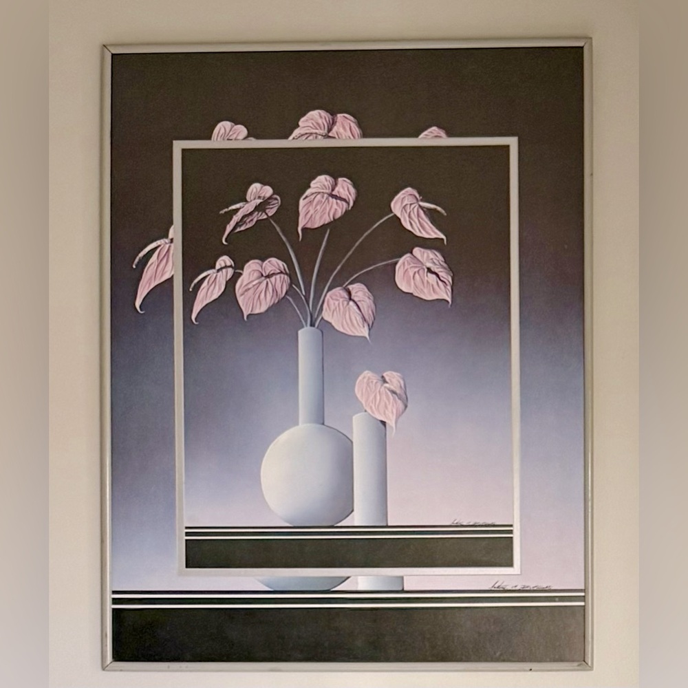 Vintage 1980s Pastel Floral Print by Anthony M. Bottanelli